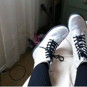 Pastel Goth Silver Combat Boots